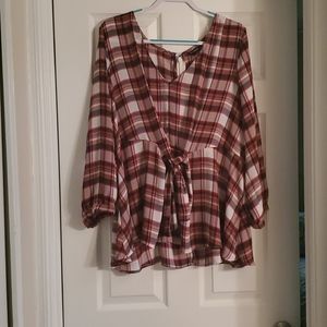 Torrid Red Plaid Blouse